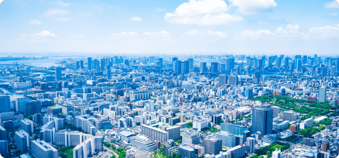 空から見たビルなど